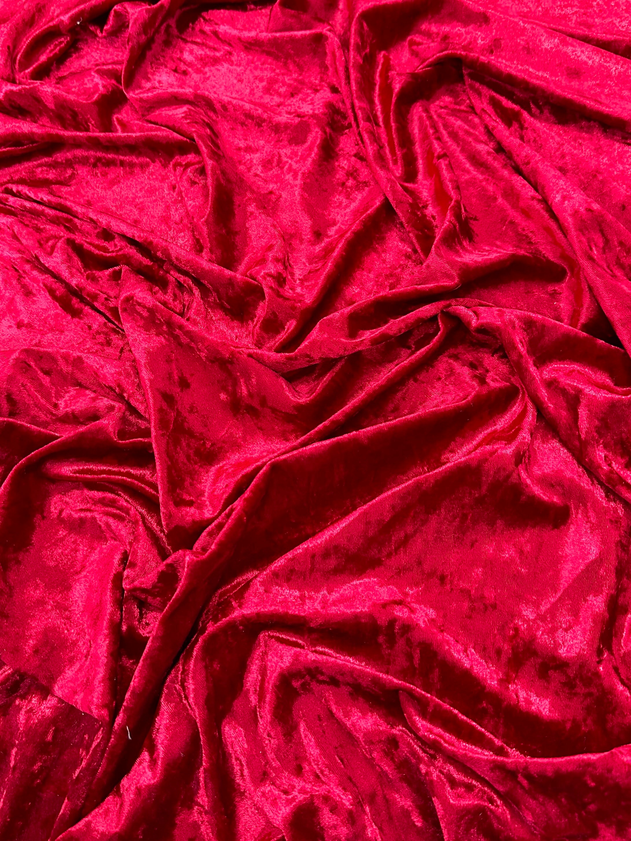PREMIUM QUALITY Red Crushed Velvet Fabric by the Yard, Red Stretch Fabric  Polyester Spandex for Dresses, Scrunchies, Red Stretch Velour 