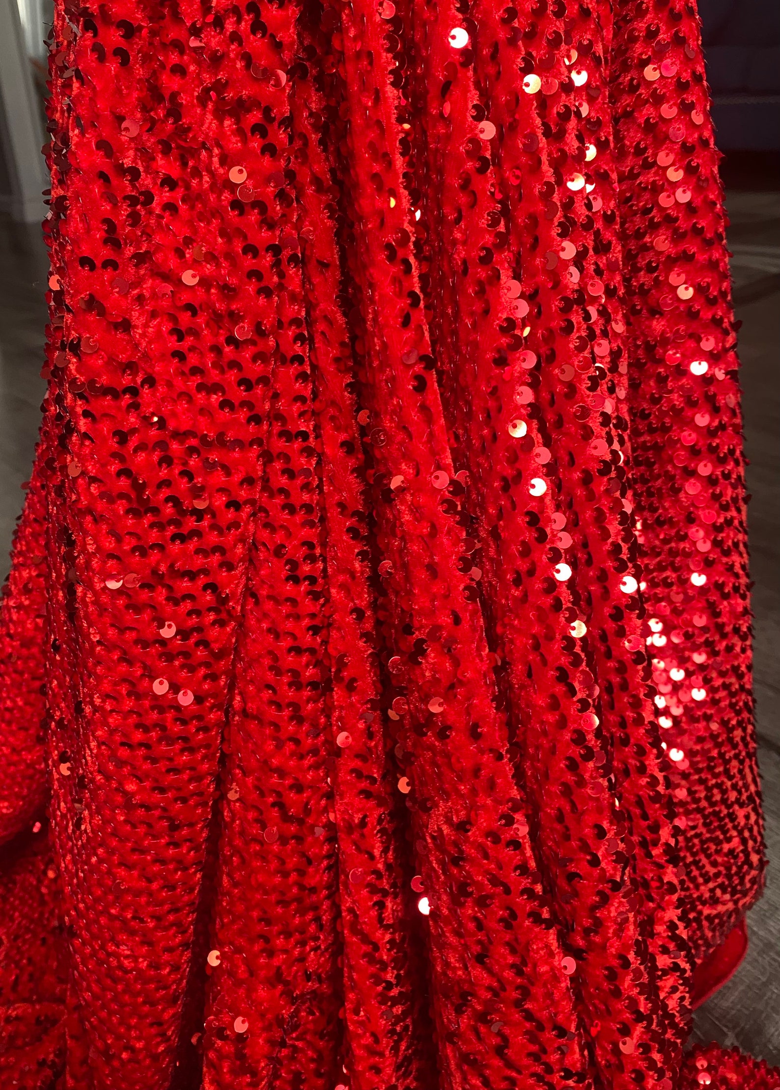 Red All Over Sequins Velvet Fabric. Red Sequin on Stretch - Etsy