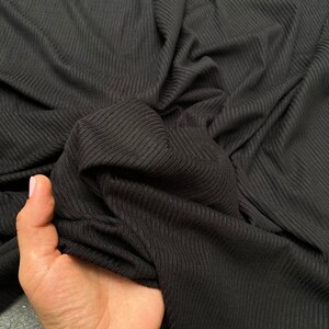 Tubular Rib Knit Solid – Cotton Spandex – Black – By 1/4 Yard = 9″ –  Seweird Fabric