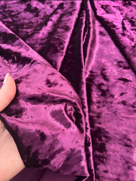 Eggplant Stretch Crushed Velvet Fabric by Yard, Plum 4 Way Stretch Velvet,  Plum Stretch Velour Fabric, Mauve Velvet for Scrunchies, Bows 