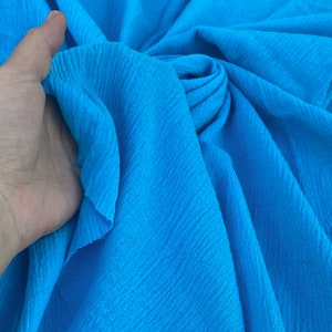 Turquoise Muslin Crinkle Gauze Fabric, Aqua Blue Cotton Gauze Swaddle ...