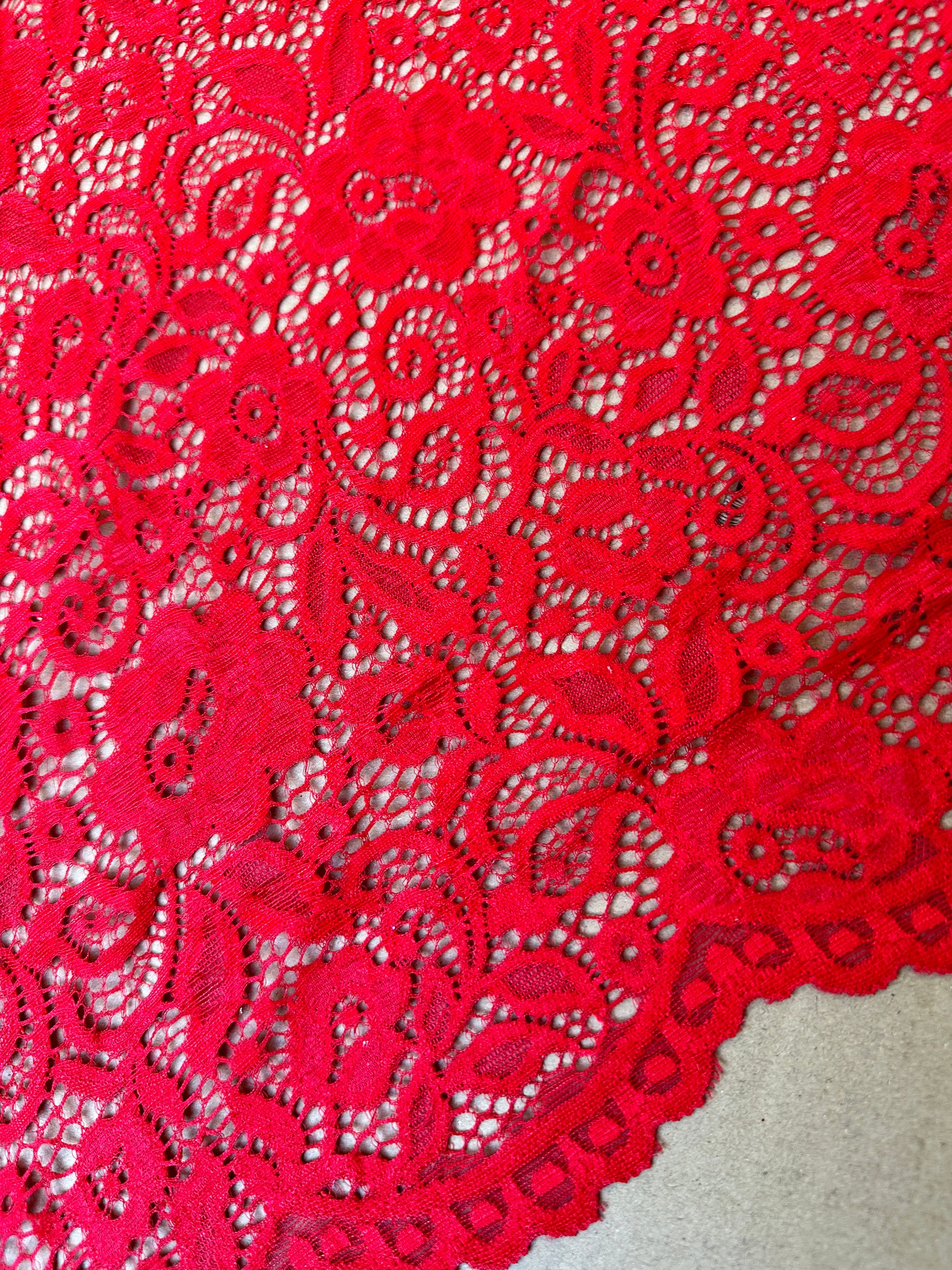 Stretch Lace in Red - All About Fabrics
