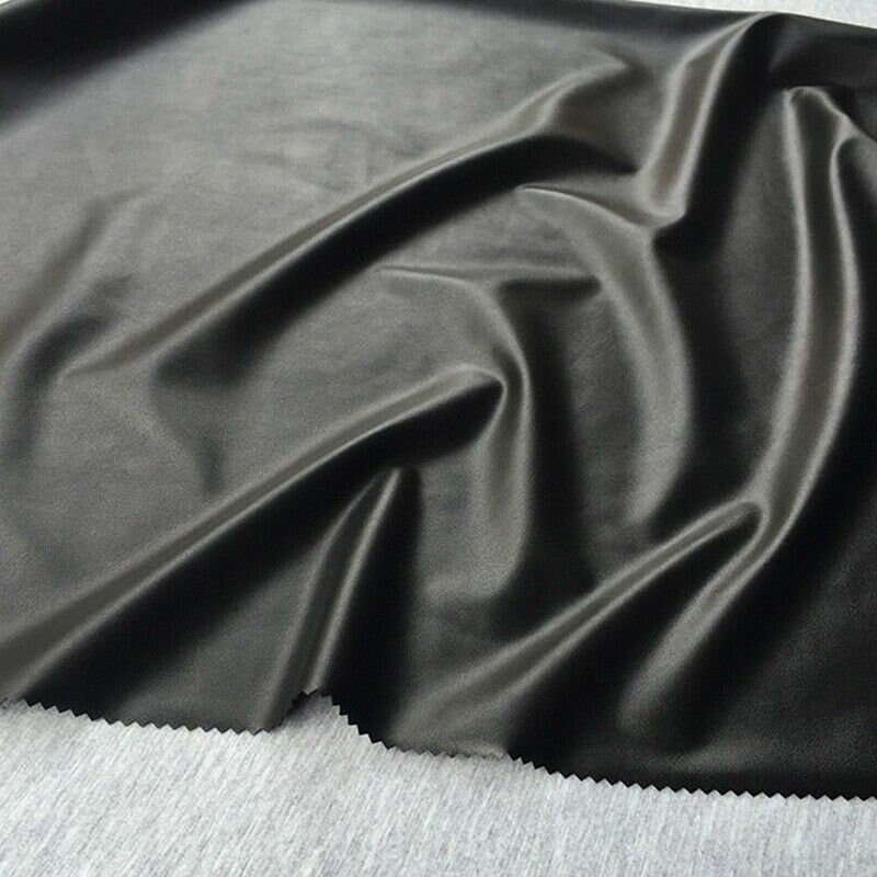 Black Matte Pleather Faux Leather Vinyl Polyester Upholstery Fabric 5860  Wide by the Yard PREMIUM QUALITY 