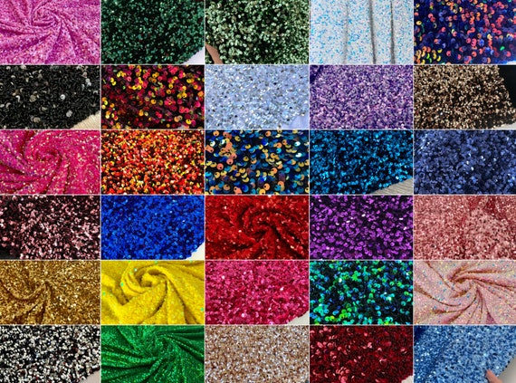 BEST PRICE Sequin Velvet Fabric. Stephanie Overlap Sequin on Stretch Velvet  Fabric, Stretch Sequin Fabric by Yard, Colors Sequin on Velvet 