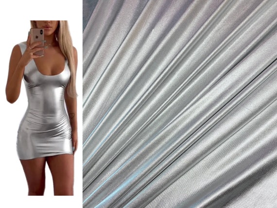 Metallic Fabric- Crushed Lame Silver