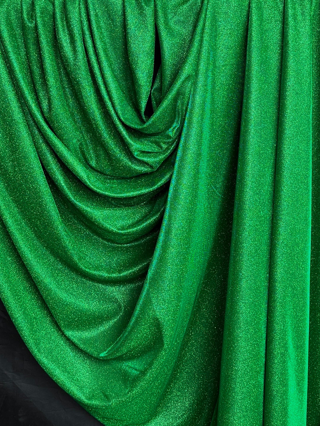 Sparkle Green Metallic Lurex Glitter Fabric/ Glimmer/ Kelly Green