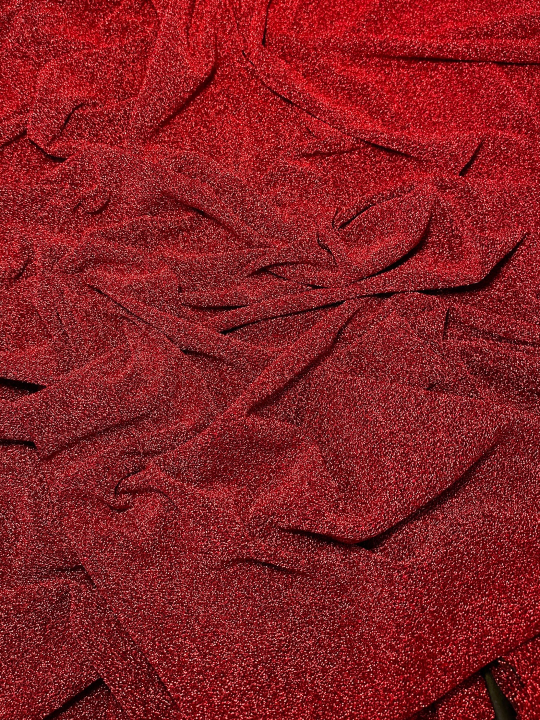 Red Glitter Lurex Jersey, Red Shimmery Spandex Lurex Fabric, 4 Way