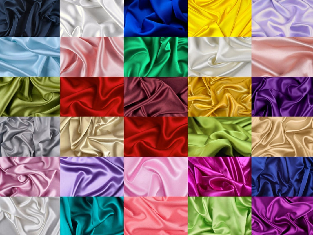 BEST PRICE Satin Fabric, Bridal Satin 30 Colors, Soft Medium Weight Satin by the Yard, Silky