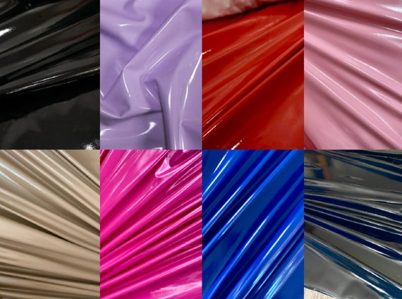 BEST PRICE Shiny Glossy PVC Pleather 2 Way Stretch Fabric , Latex Fabric by  Yard, Faux Patent Leather, Stretch Latex Fabric Bundle 