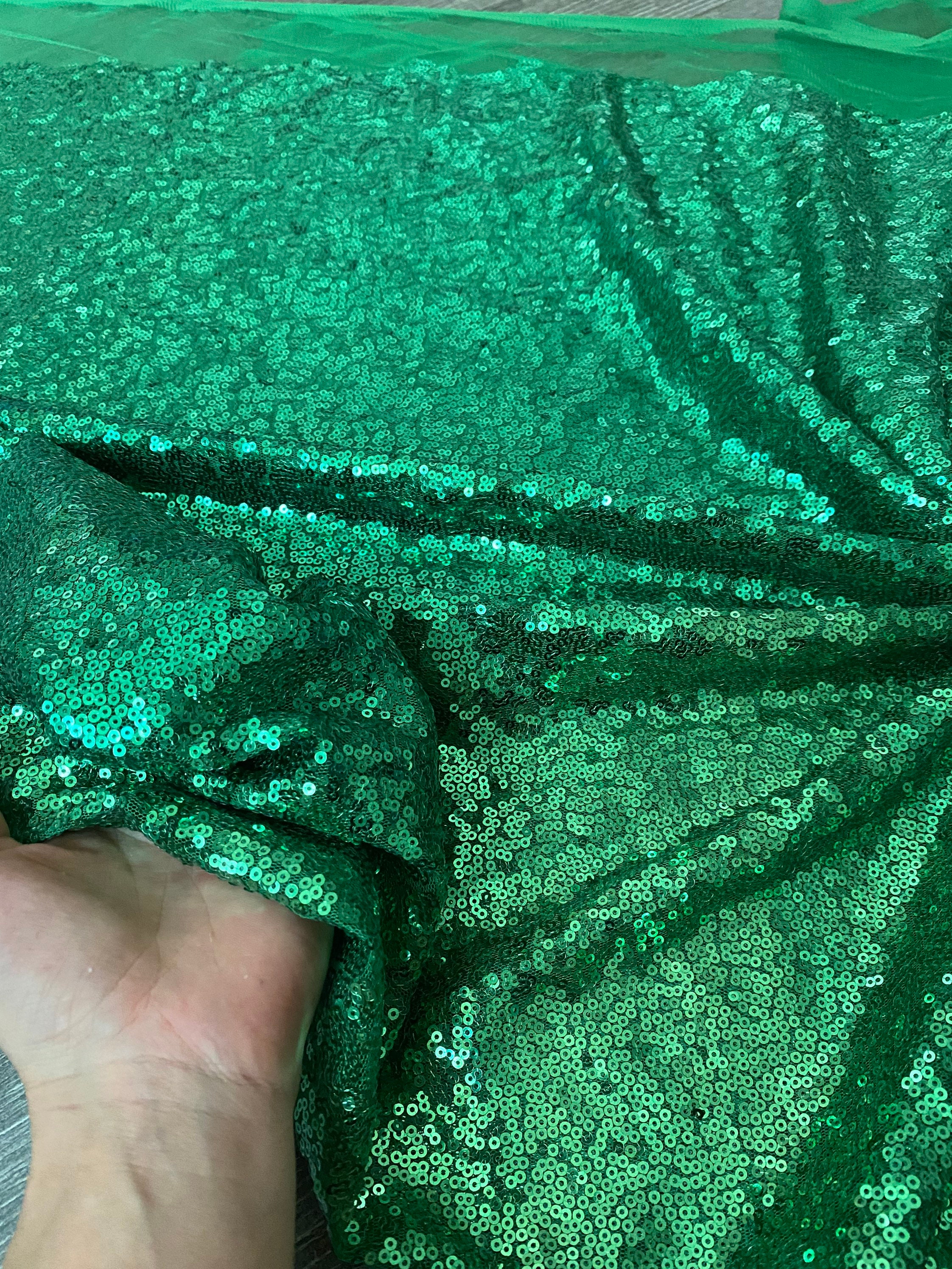 Dark Green Sequin Fabric 5 Yards Emerald Fabric by The Yard Stretch Sequins  – Fashion Vision Limited