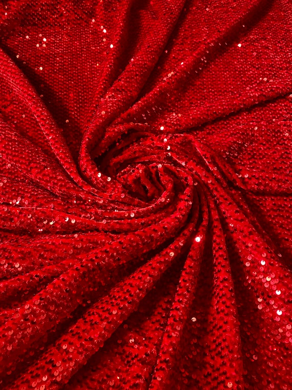 Red All Over Sequins Velvet Fabric. Red Sequin on Stretch Velvet Fabric,  Stretch Sequin Fabric by Yard BEST PRICE -  Canada