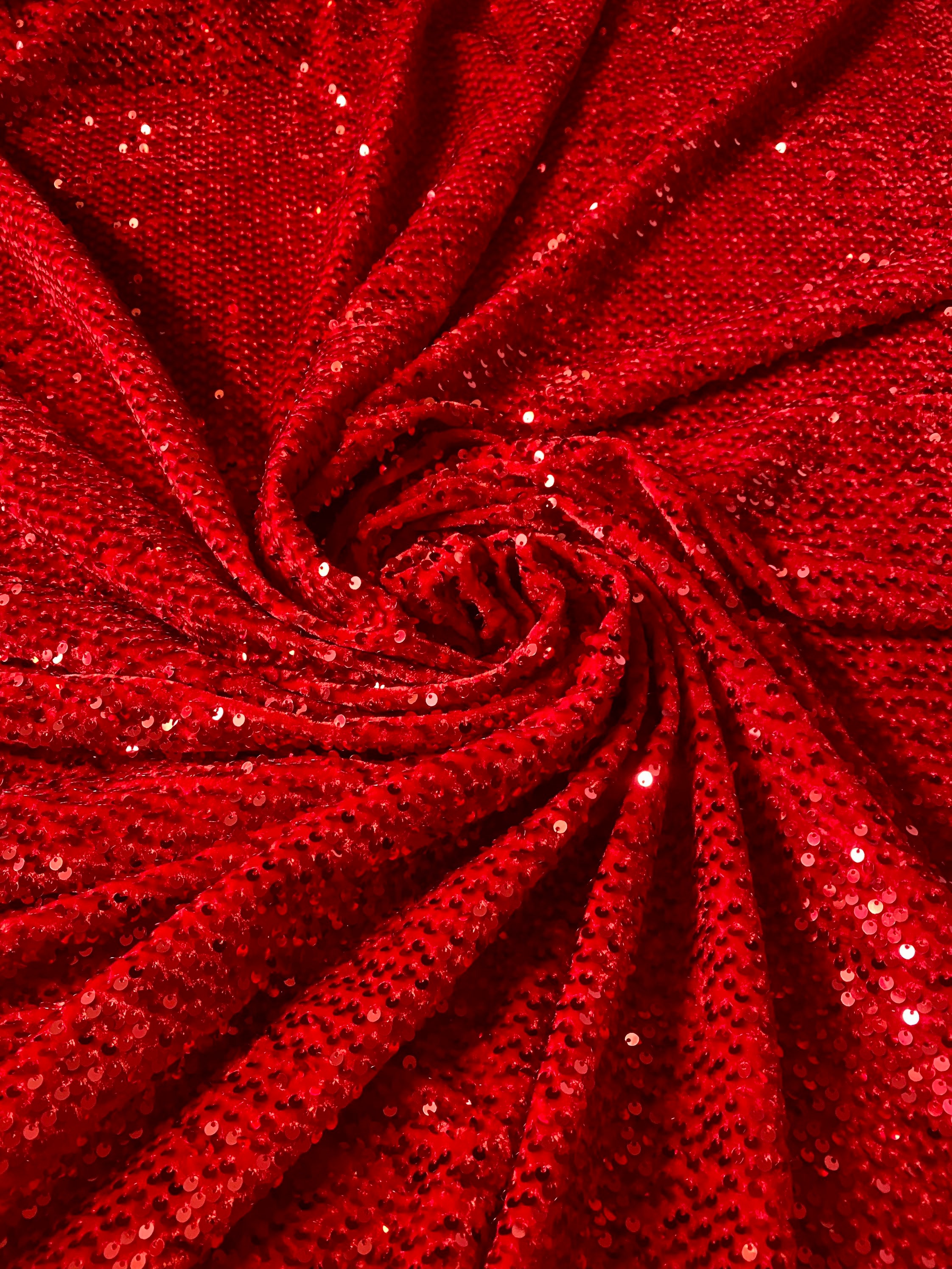Red All Over Sequins Velvet Fabric. Red Sequin on Stretch - Etsy