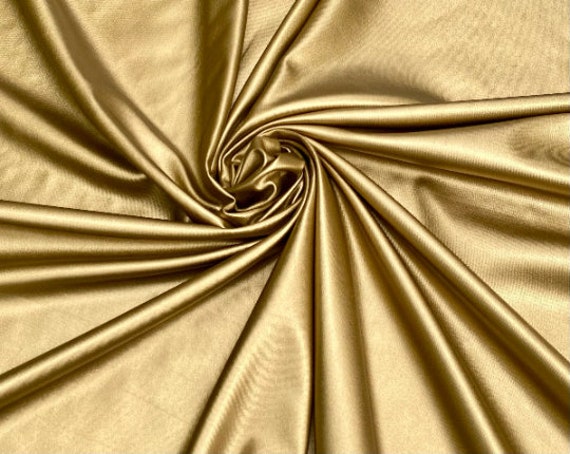 Gold Stretch Pleather Faux Leather, Gold Vinyl Spandex Fabric