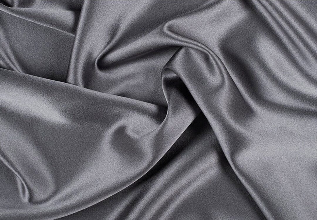 Dark Silver Satin Fabric, Silky Satin Fabric Silver , Bridal Satin