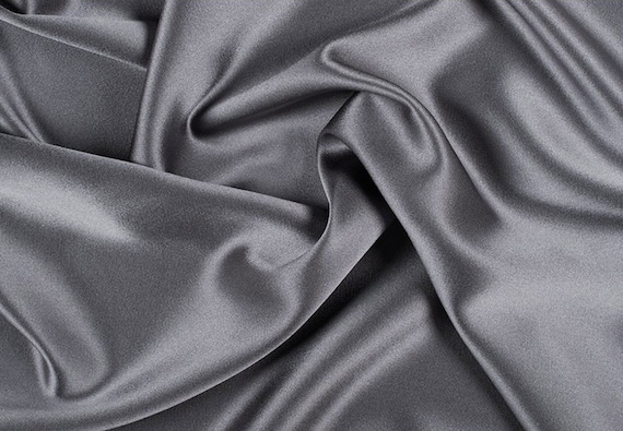 Dark Silver Satin Fabric Silky Satin Fabric Silver Bridal - Etsy