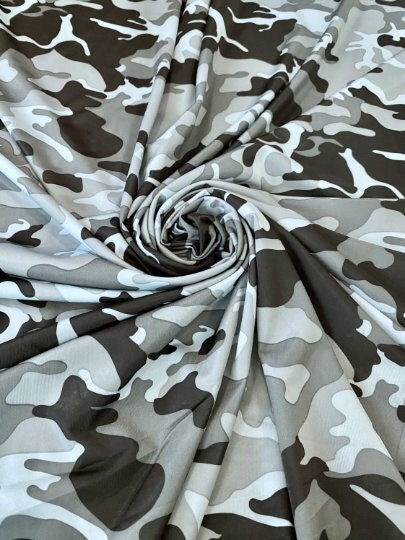 Gray and black camo fabric by the yard, black and gray camouflage fabric,  snow camo, gray camo, black camo, cotton camo, #17233