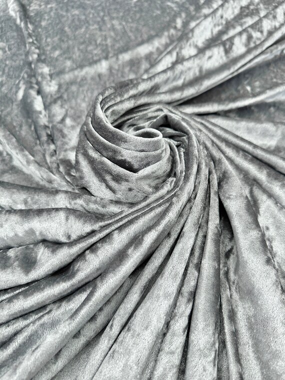 Silver Velvet Plush Velour Spandex Fabric £12pm - UKStretchFabrics