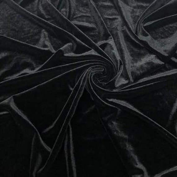 Black Stretchy Velvet Fabric by the Yard, Black Stretch Fabrics Polyester  Spandex for Dresses, Scrunchies Clothes Costumes Crafts Bows 