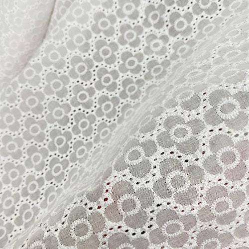 White Embroidered Eyelet Fabric by the Yard - Etsy