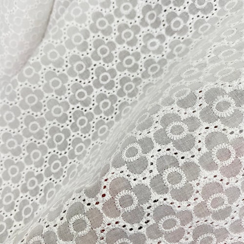 White Embroidered Eyelet Fabric by the Yard Etsy
