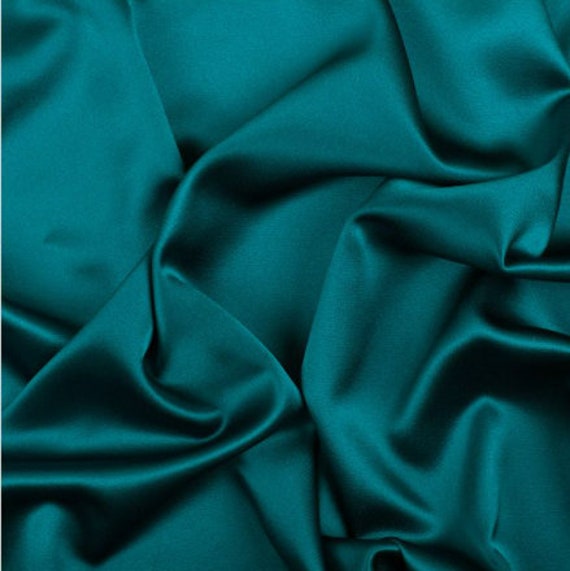 Deep Teal Silky Stretch Charmeuse Satin, Teal Blue Bridal Soft