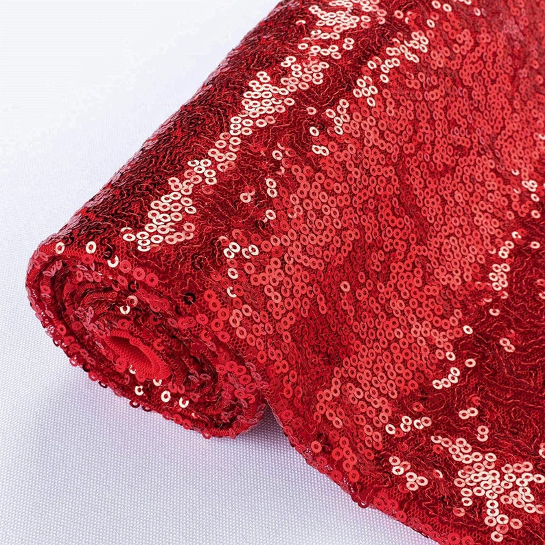 Red Sequin Fabric 58 Wide by the Yard Red 2 Way Stretch Etsy