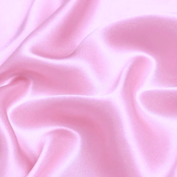 Baby Pink Silky Stretch Charmeuse Satin, Pastel Pink Bridal Soft Silky Fabric, Princess Pink Stretch Satin, Baby Pink Stretch Silk for dress