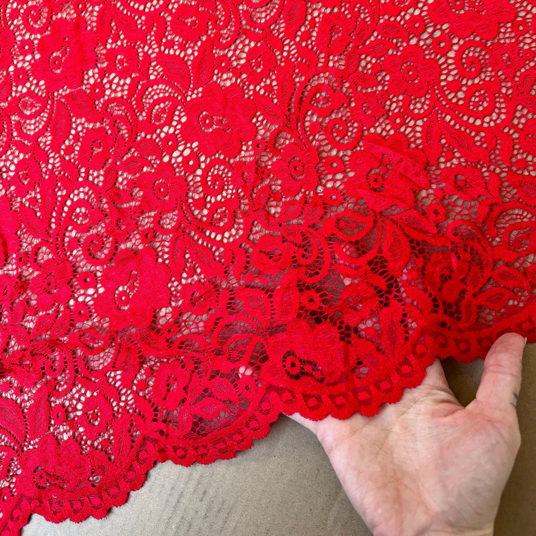 Lingerie Fabric Red Stretch Guipure Lace for - Etsy
