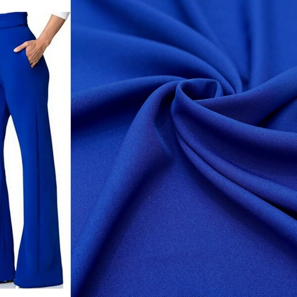 Royal Blue Poplin Fabric by yard. Bright Blue gabardine fabric for suiting, slacks, tablecloth, backdrop Electric Blue solid fabric by yard