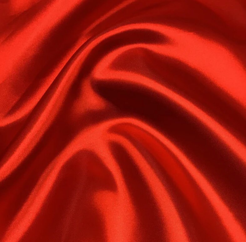 Apple Red Charmeuse Bridal Solid Satin Fabric for Wedding Dress Fashion  Crafts Costumes Decorations Silky Satin 58” Wide Sold By The Yard.