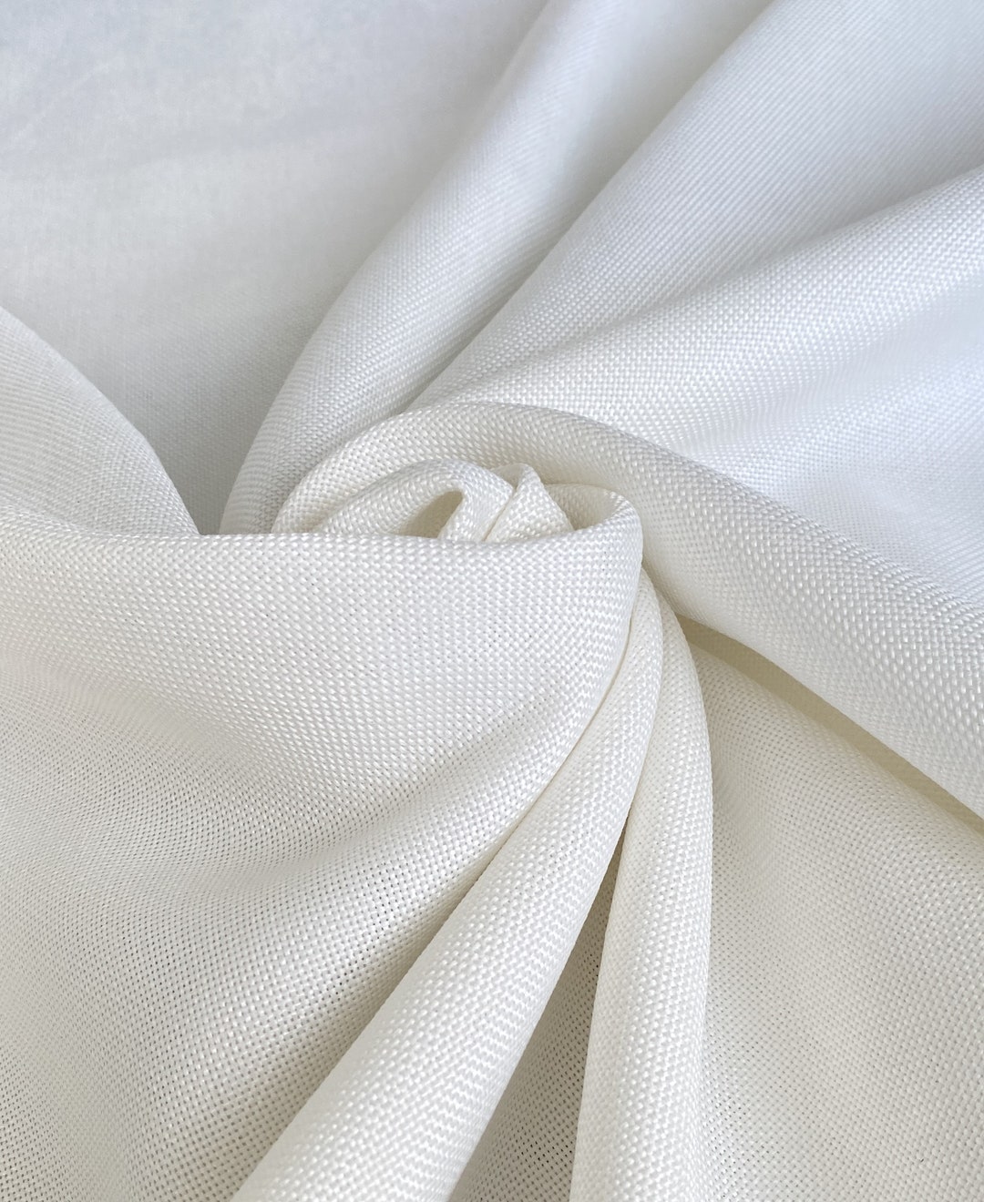 White Upholstery Linen Blend Fabric, White Linen Fabric by the Yard