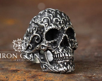 SUGAR SKULL (Handsculpted Skull Ring • 925 Sterling Silver Ring)