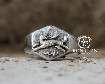 HUNTER (Handsculpted Ring • 925 Silver and Gold Signet Ring)