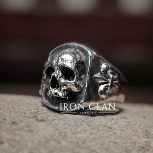 FLEUR DE LIS (Handsculpted Ring • 925 Silver & Gold Skull Ring)