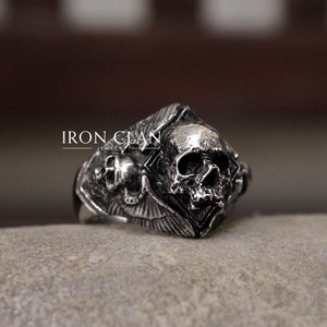 ARCHANGEL (Handsculpted Skull Ring • 925 Silver & Gold Skull Ring)