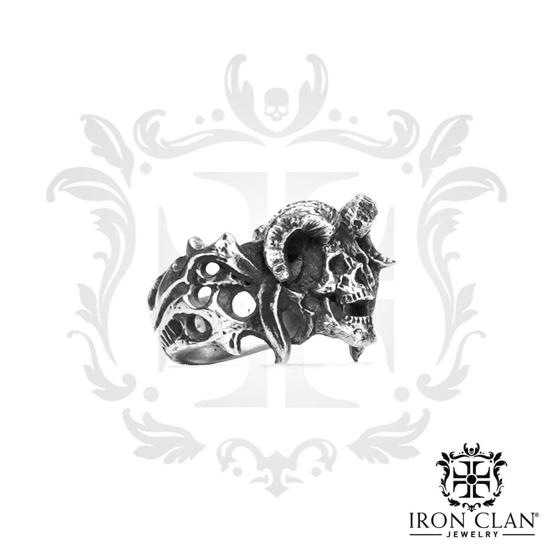 AZAZEL 2 Handsculpted Ring Skull Demonology Ring image 4