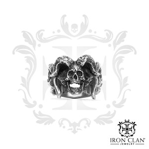 AZAZEL 2 Handsculpted Ring Skull Demonology Ring image 2