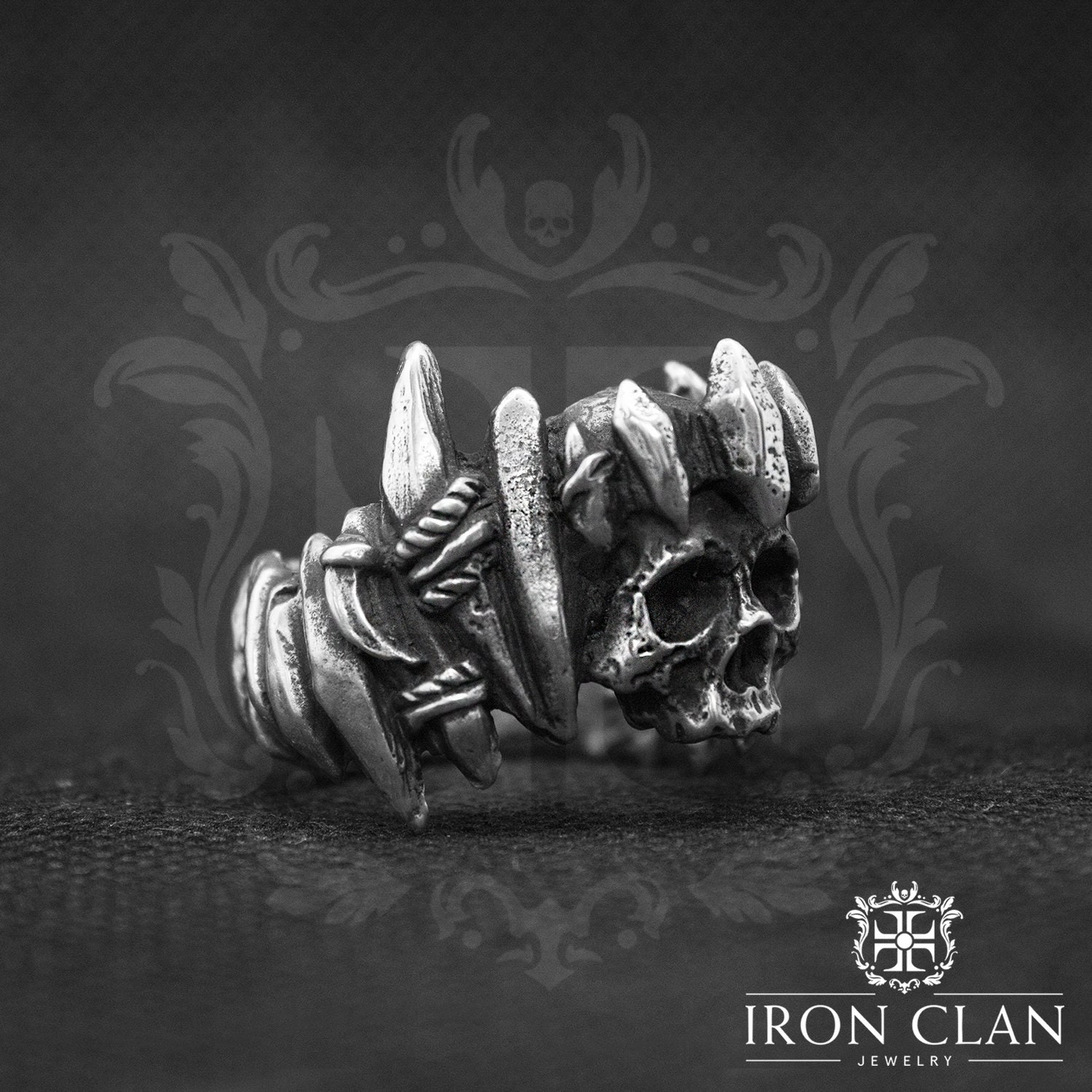 Skullactite Ring Handcarved Skull Ring Skull Ring Etsy