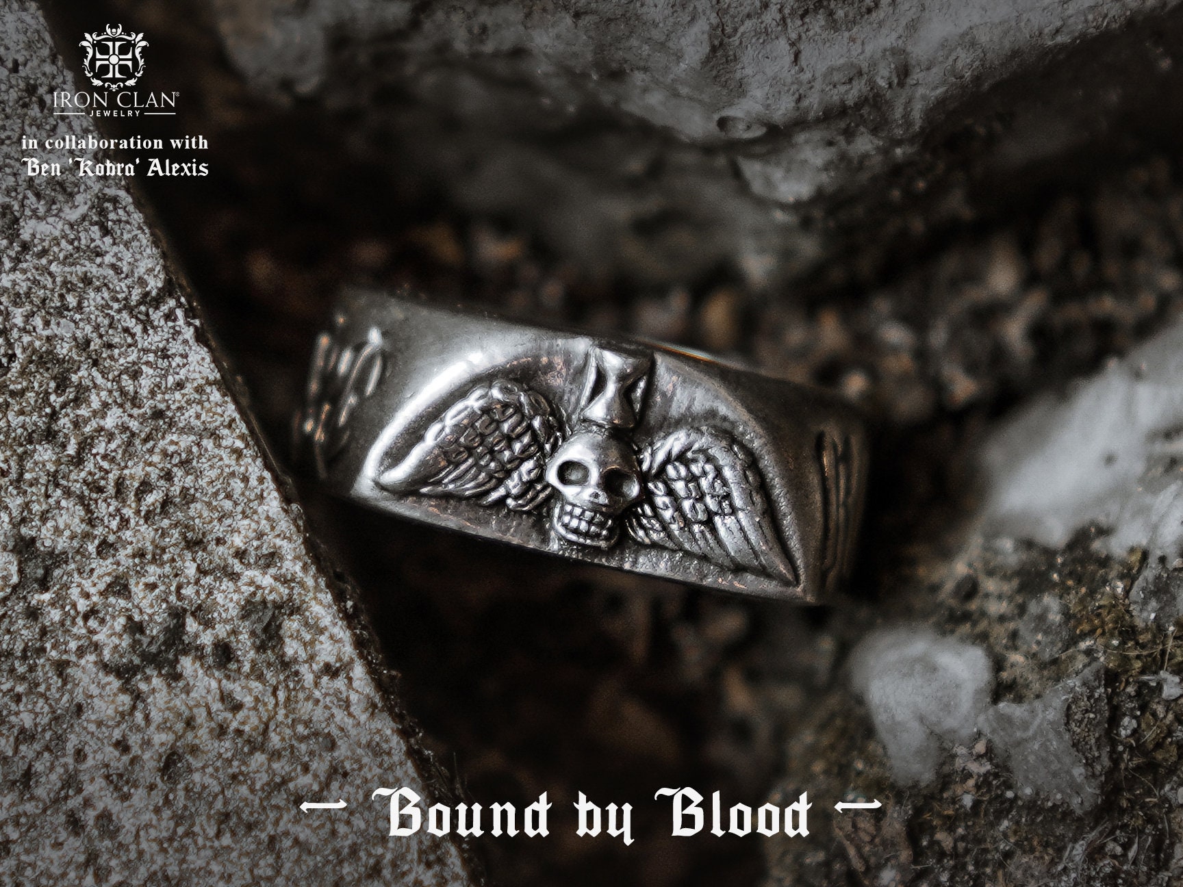 BOUND BY BLOOD Anillo de colaboracion con Ben Kobra Alexis Anillo de calavera de plata y oro 925 Etsy Espana