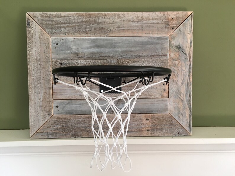 Rustic Reclaimed Wood Backboard With Basketball Hoop For Wall Etsy