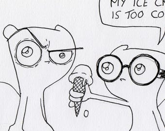 Cold Ice Cream Foamy and Pilz-E The Squirrel Neurotically Yours : One of a Kind Original Artwork by J.i.M.