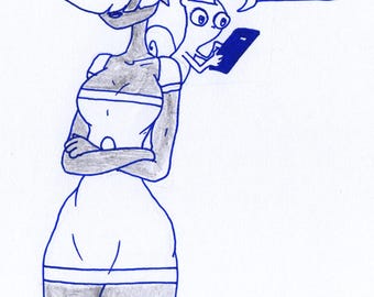 How-To.  Sue Z. June & Foamy The Squirrel : One of a Kind Original Blue Ink Comic Strip Artwork by J.i.M.