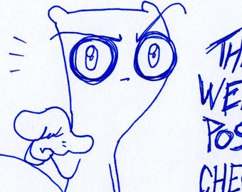 Things Posted Promo Doodle Foamy The Squirrel : One of a Kind Original Blue Ink Comic Strip Artwork by J.i.M.