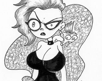 Angry Germaine and Begley The Squirrel Neurotically Yours : One of a Kind Original Artwork by J.i.M.