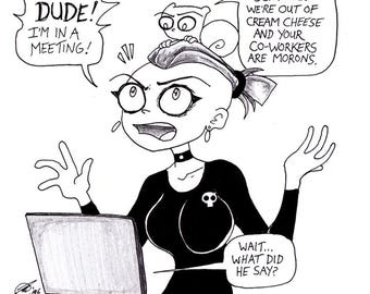 Meetings! Germaine & Foamy The Squirrel Neurotically Yours : One of a Kind Original Artwork by J.i.M.
