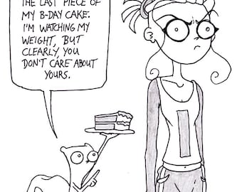 B-Day Cake. Germaine & Foamy The Squirrel Neurotically Yours : One of a Kind Original Artwork by J.i.M.
