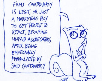 Film Controversy Foamy The Squirrel : One of a Kind Original Blue Ink Comic Strip Artwork by J.i.M.