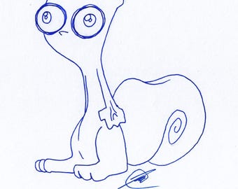 Sketch Series "Animated Cell" Foamy The Squirrel : One of a Kind Original Blue Ink Comic Strip Artwork by J.i.M.