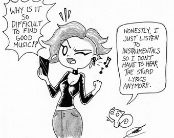 Good Music Germaine & Foamy The Squirrel Neurotically Yours : One of a Kind Original Artwork by J.i.M.