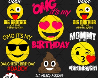 Emoji Birthday Theme (SVG)  Emoji svg Tshirt Design [Instant Download]